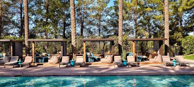 Poolside cabanas and lounge seating at JW Marriott Desert Ridge